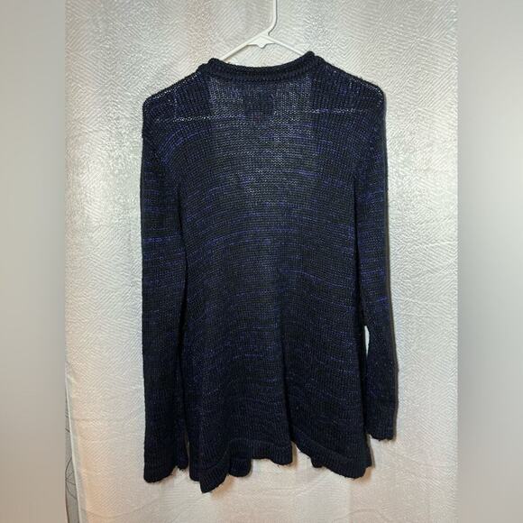 Narciso Rodriguez Design Nation Long Blue Black Knit Cardigan Sweater Women's XL - Picture 5 of 5